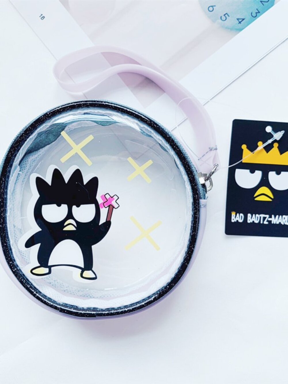 Sanrio Puroland Exclusive Badtz Maru X Clear Coin Pouch Wristlet 2017
